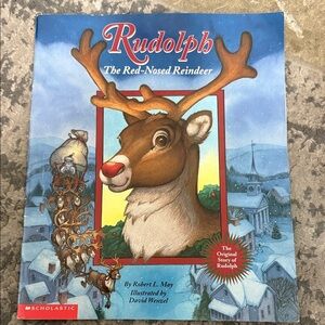 Scholastic Rudolph The Red-Nosed Reindeer Book - Blue and Red Cover